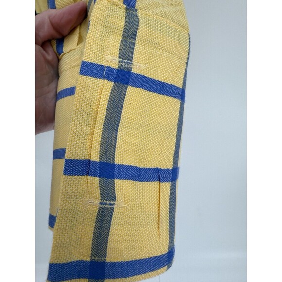 Connaisseur Paris Men's  XLarge 43/44 Yellow Blue Check Button Up Dress Shirt - Picture 4 of 10